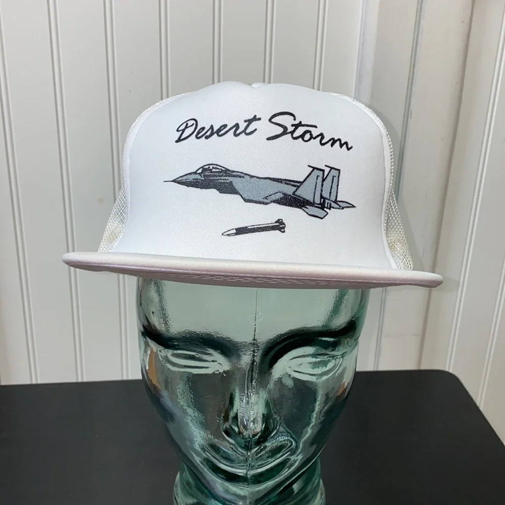 90s Desert Storm F-15 Strike Eagle Trucker Hat Cap 1990’s Vintage NOS